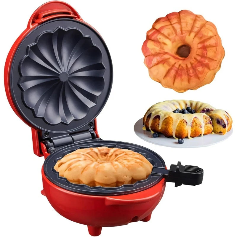 110V Heart Waffle Maker Mini Cake Maker Double-Sided Heating Doughnut Portable Breakfast Machine Breakfast Mold Kitchen Supplies