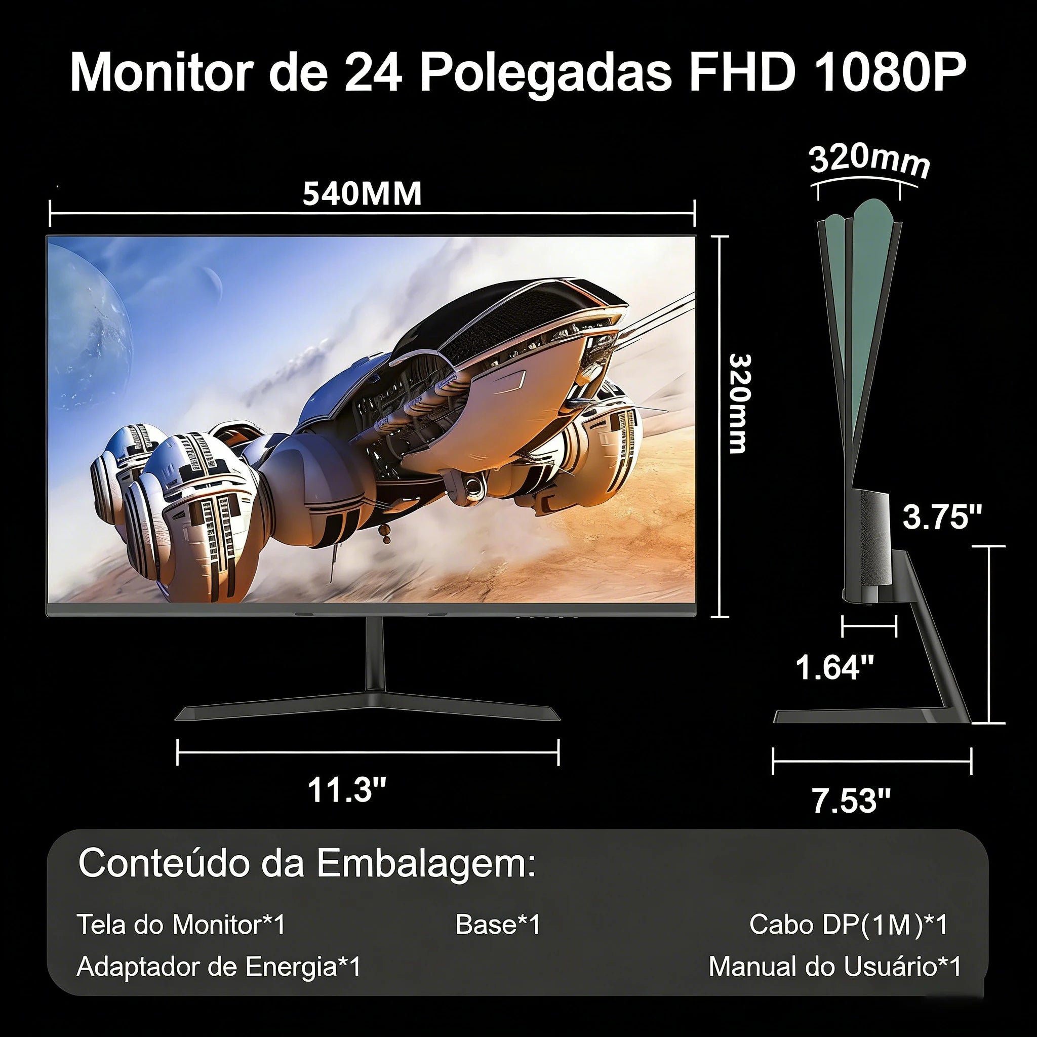 24 Inch 180Hz PC Gaming Monitor IPS LED Display 1920×1080P 100%sRG FHD HDMI/DP Desktop Ultra-thin Gaming Computer Screen Monitor