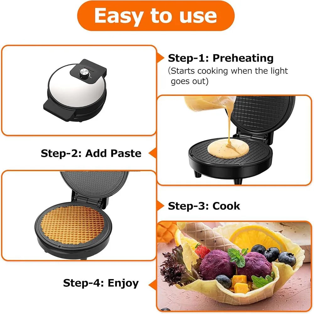 New 220V Household DIY Ice Cream Cone Machine Portable Breakfast Crispy Roll Machine 1000W Electric Pancake Machine