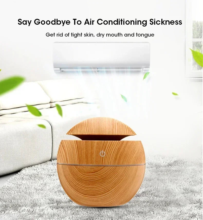 USB Ultrasonic Cool Mist Sprayer Essential Oil Fragrance Mini Home Wood Grain Air Humidifier Electric Air Aroma Diffuser Purifie