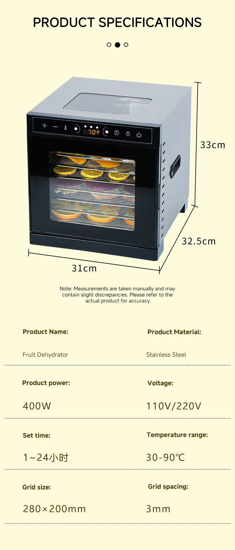 DIVEDEER Home Food Dehydrator with Warmer Plate, Juicer with Pulp Separator, Vegetable Dryer, Fully Automatic