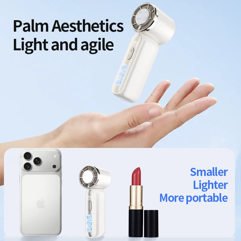 3000mAh 199 Speed Portable Handheld Fan with ICE Semiconductor Cooling 360° Turbo Personal USB Rechargeable Mini Air Cooler