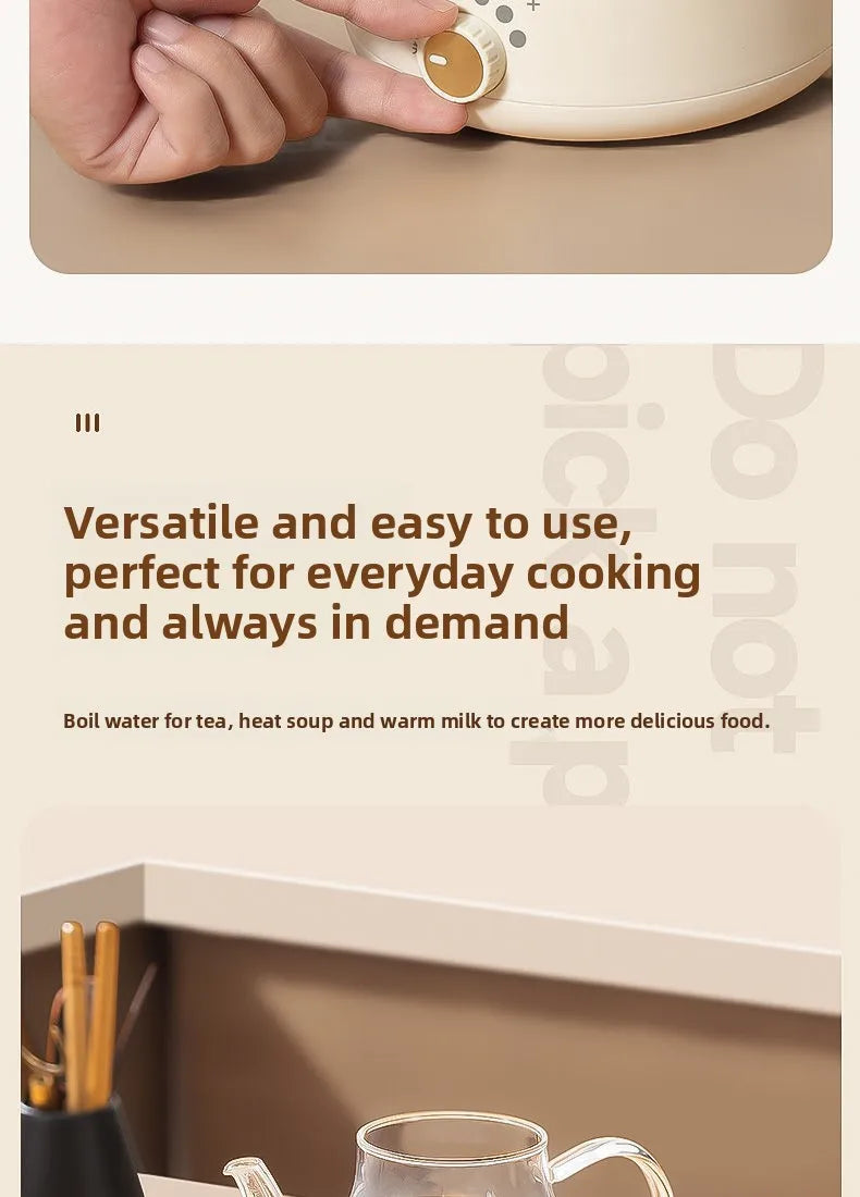 110V/220V Electric Cooker Portable Cooking Pot Foldable Hotpot 1.6L Multi cookers Split Type Rice Cooker Frying Pan Home Travel