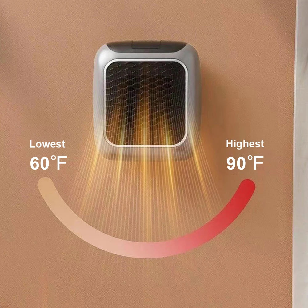 Plug In Heater Mini Electric Heater Warmer Low Noise Wall Mounted Room Heater Portable Heater Fan for Home Office Dorm Room