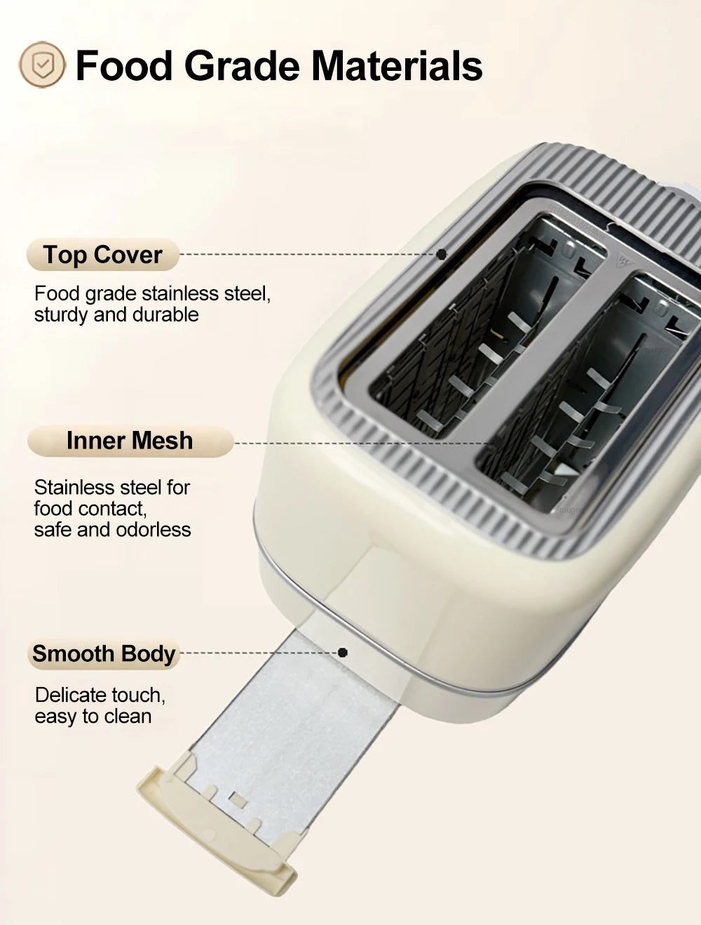 2-Slot Toaster 7 Browning Levels Home Extra Wide Slot Toaster with Reheat, Defrost and Cancel Includes a Detachable Crumb Tray