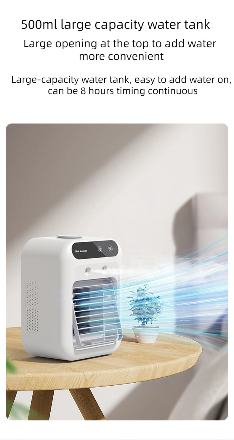 USB Desktop Humidifier Fan Water Tank Mini Air Cooler Portable Cooling Device 1800mAh Lithium Battery Low Voltage Operation Fan