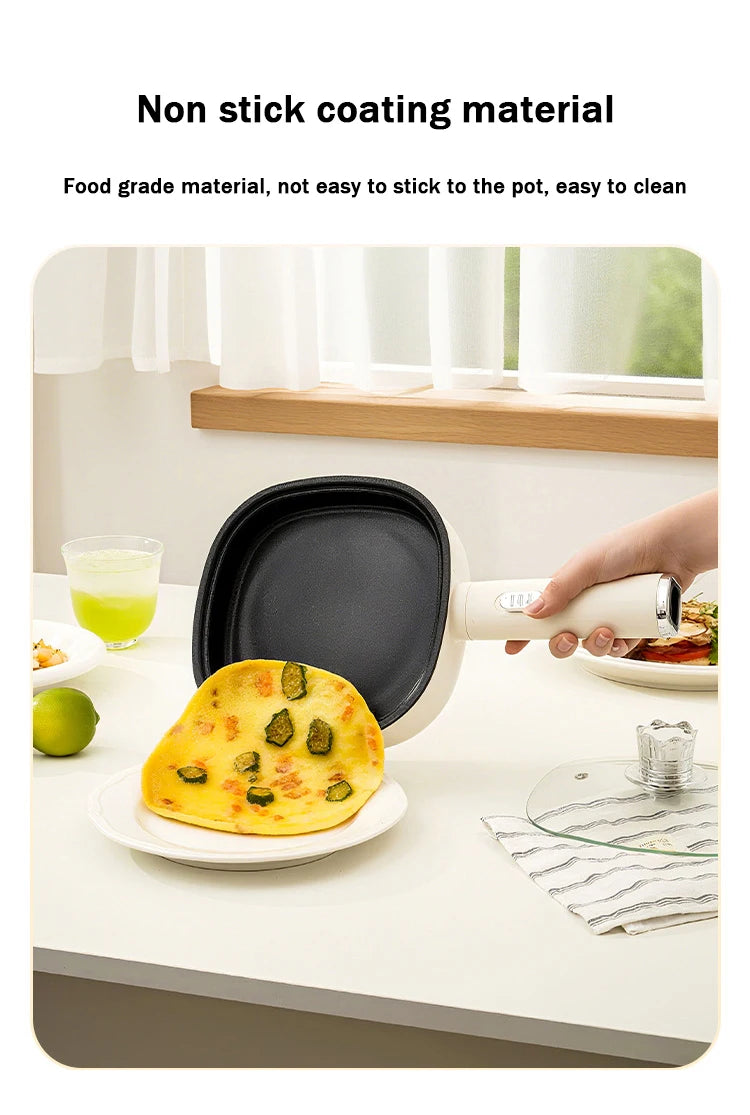 DMWD Electric Frying Pan Household Mini Stir-frying Pot Non-stick Steaks Pancakes Electric Skillet Multicooker 2 Firepower 600W