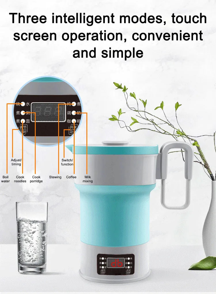 12/24V Multi Portable Foldable Silicone Pot For Travel  Smart Teapot Temperature Control Rapid Heating Kettle Electric Cook Hot