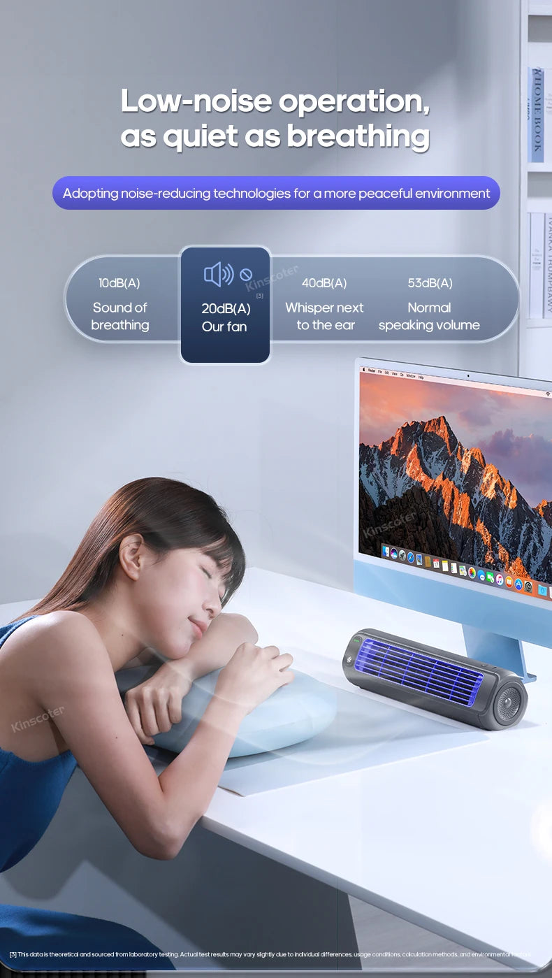 KINSCOTER Desktop Air Conditioner Fan No Drilling 3 Speeds Cooling Rechargeable Wall Mount Fan Silent for Home Kitchen Bathroom