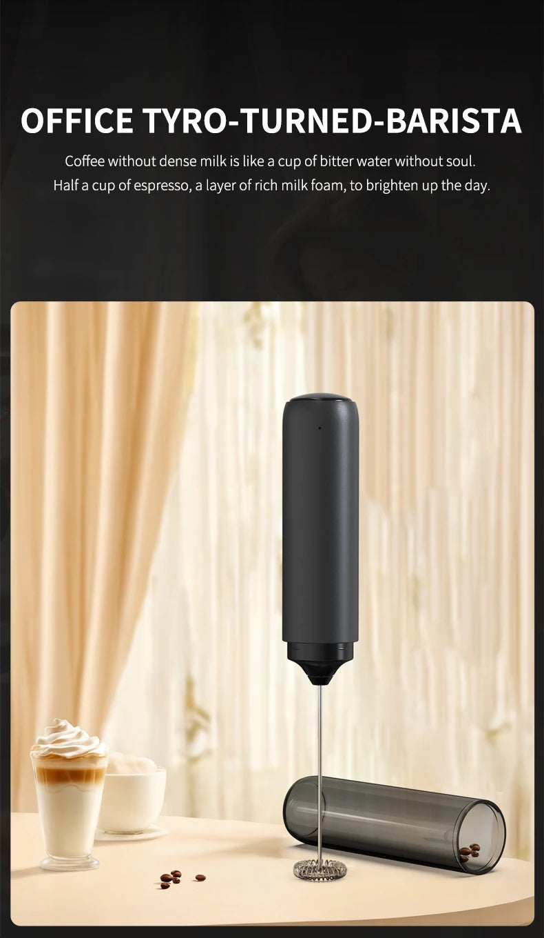 Electric Milk Frother Rechargable Kitchen Stirrer Handheld Coffee Frothing Wand Foam Maker Lattes Whisk Drink Mixer Egg Beater