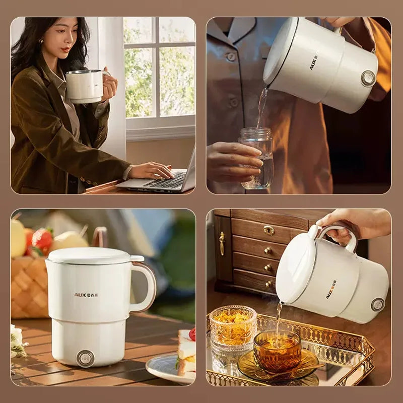 800ml Foldable Electric Kettle, Portable Cooking Pot, Multi Stove Travel Kettle, Tea Pot, Heating Cup, 304 Stainless Steel Slow