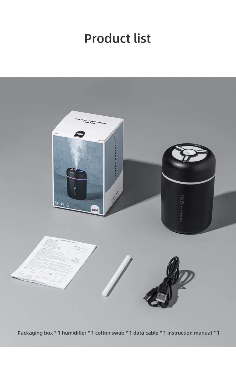 New Portable Colorful Mini Humidifier for Car Home USB Mini Air Humidifier with LED Night Light Silent Ultrasonic Humidifier