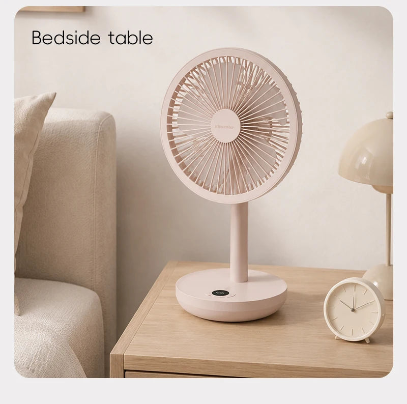 KINSCOTER Smart Oscillating Desk Fan 4000mAh USB Angle Adjustable Silent Rechargeable Fan 5 Wind Speeds for Home/Office/Gift