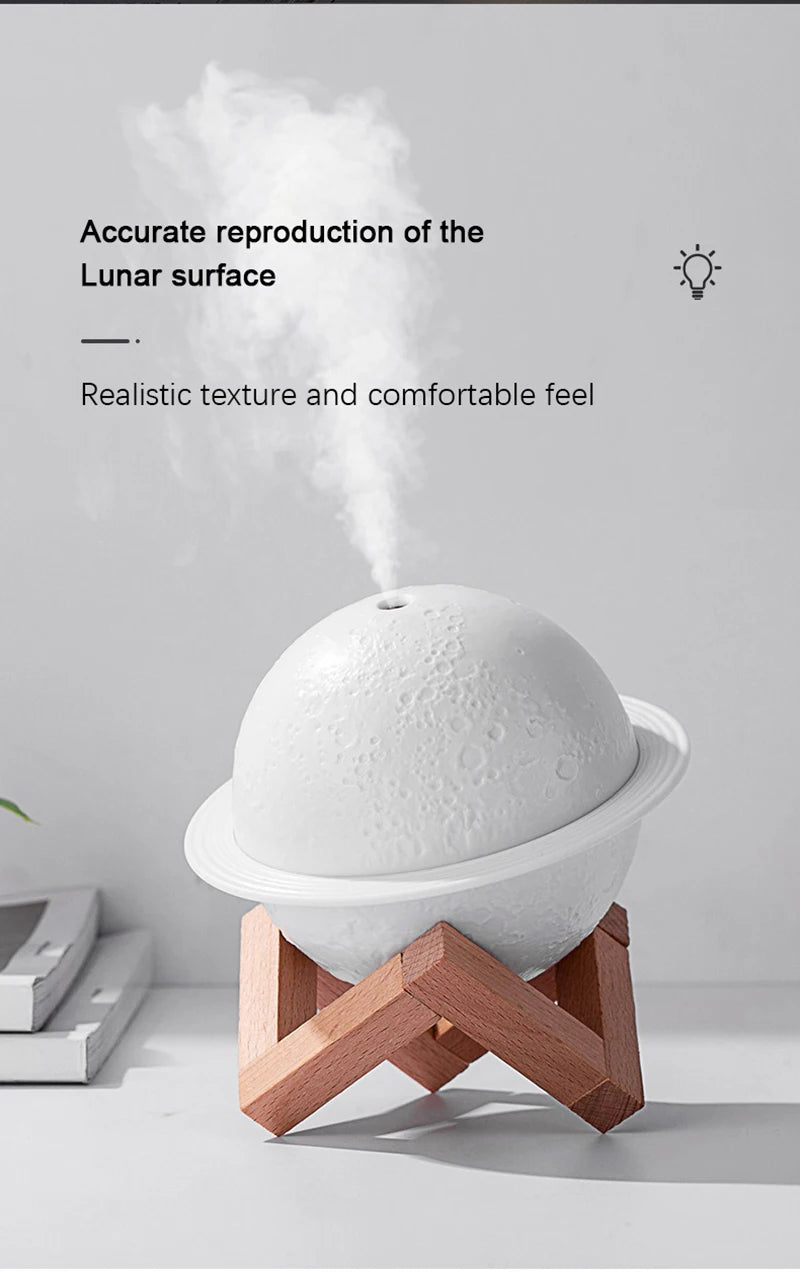 Moon Air Diffuser 880ML Aroma Spreader Ultrasonic Portable Air Humidifier USB Air Shooter Full Moon Light Night Home Decor