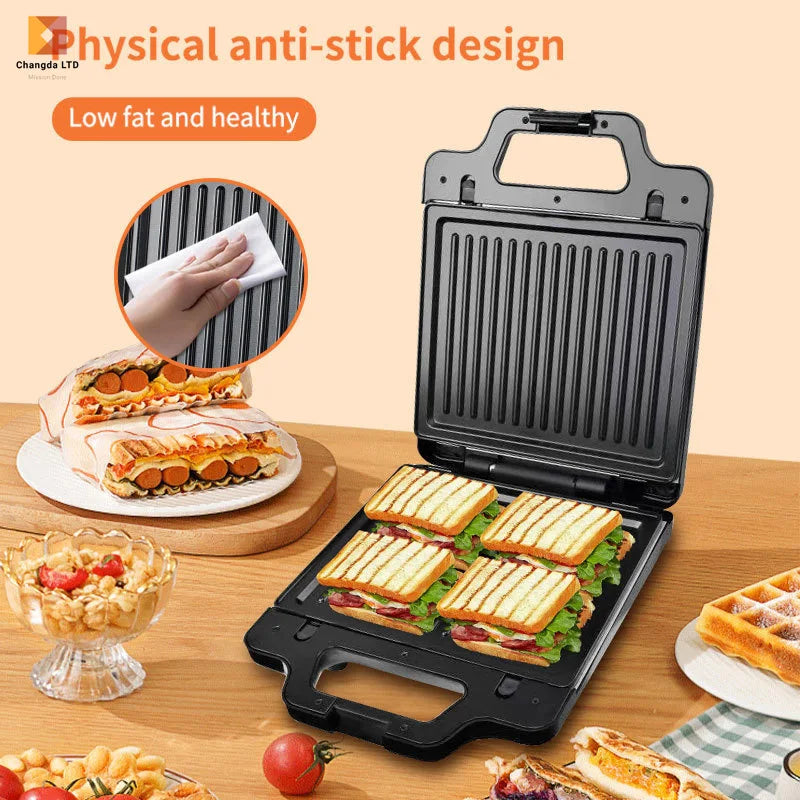 Interchangeable plate sandwich machine three-in-one high-power stainless steel breakfast machine toast steak waffle maker