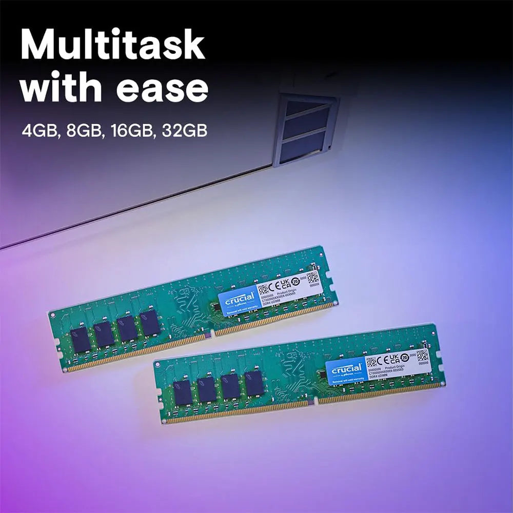 Crucial Memory Desktop RAM DDR4 16GB 4GB 8GB 3200MHz 2133 2400 2666MHz DIMM 288Pin PC4-21300 25600 19200 17000 Non-ECC PC RAMs