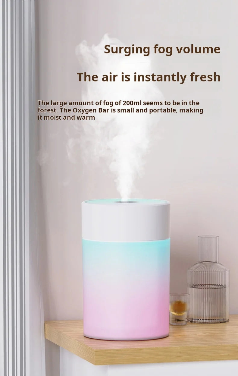 Colorful Atmosphere LED USB Mini Humidifier Car Home Bedroom Air Moisturizer Portable Desktop Aromatherapy Waterless Ultrasonic