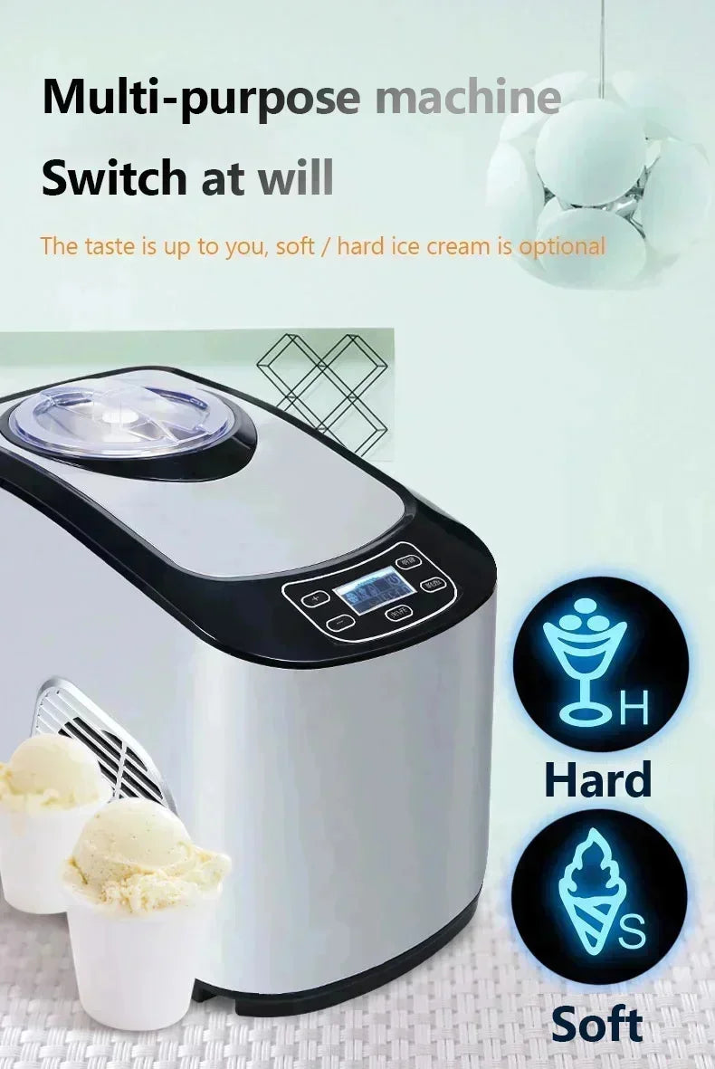 220V 140W Intelligent Automatic Commercial Ice Cream Maker Soft Hard Adjustable Thermostat Keep Cold Household Gelato Machine