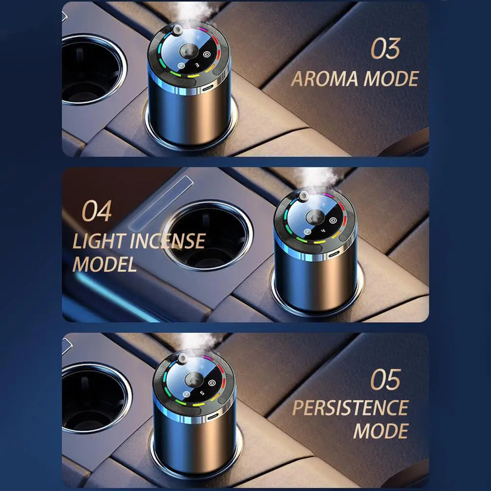 Smart Car Air Freshener Rechargeable Car Aroma Diffuser 5 Modes Adjustable Intelligent Fragrance Humidifier Auto Odor Eliminator