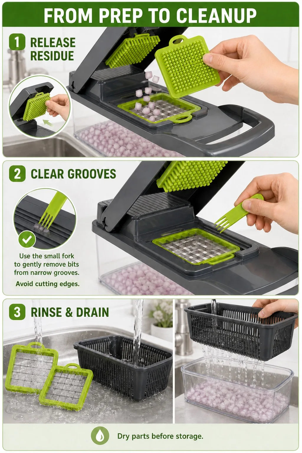 16PCS Vegetable Chopper with Container, 7 Blades Manual Onion Dicer Mandoline Slicer Grater with Drain Basket