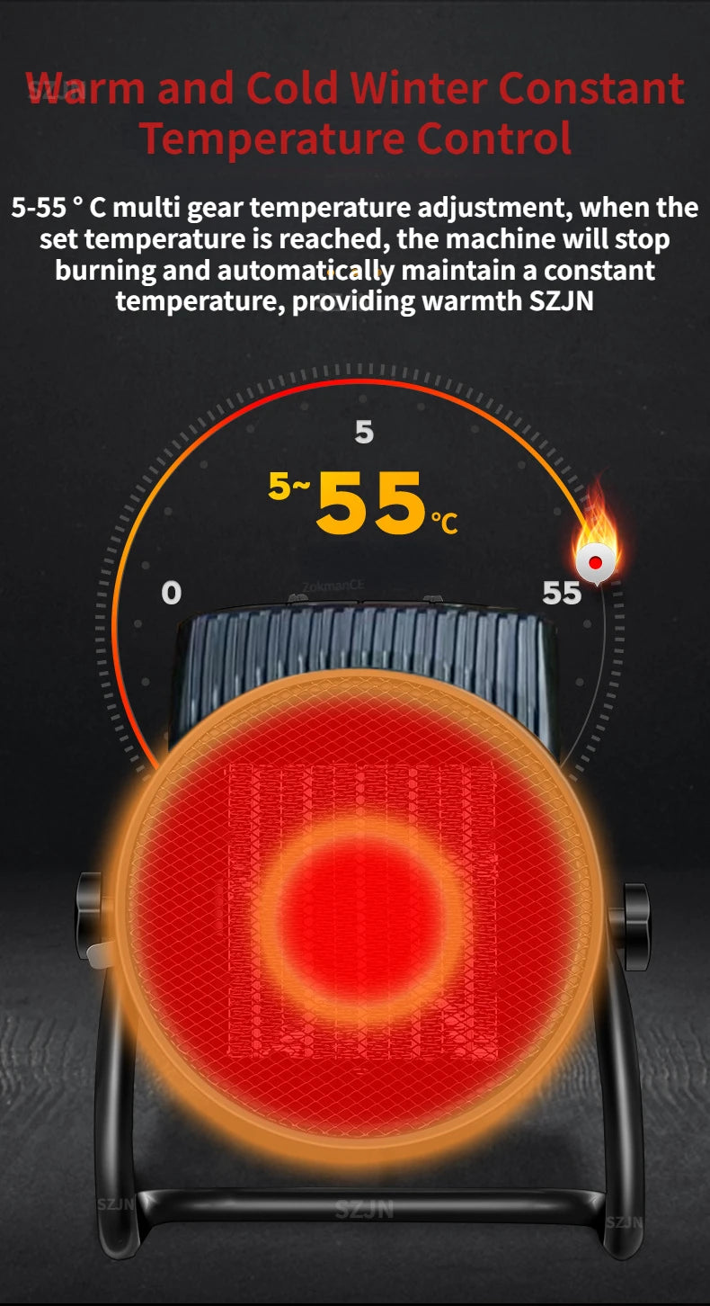 3000W Portable Electric Space Heater with Fan Adjustable Thermostat  2 Heat Settings&Fan Mode&Tip-Over Protection 1.5kw/2kw/3kw