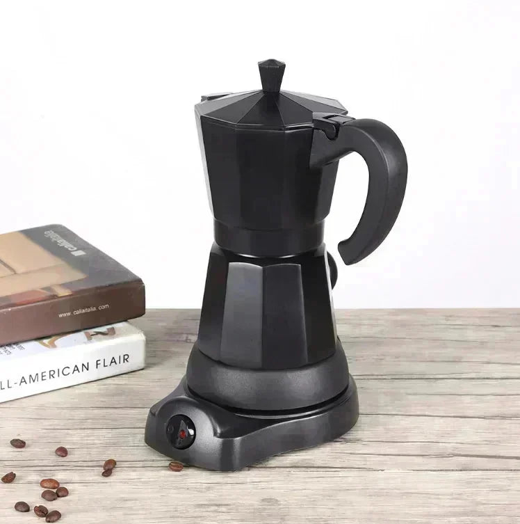 220V 300ml Aluminum Electric Mocha Pot Italian Style EU Plug-in Coffee Maker For Household Fast Convenient Electric Coffee Pot