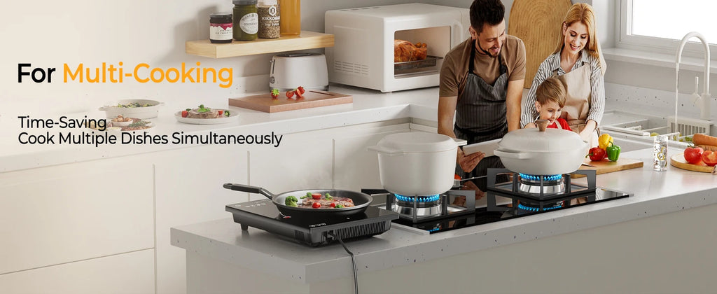 Multifunction Induction Cooker Ceramic 1200W-1800W Portable Electric Cooktop Preset Temperature Stir-Fry Timer Preset Child Lock