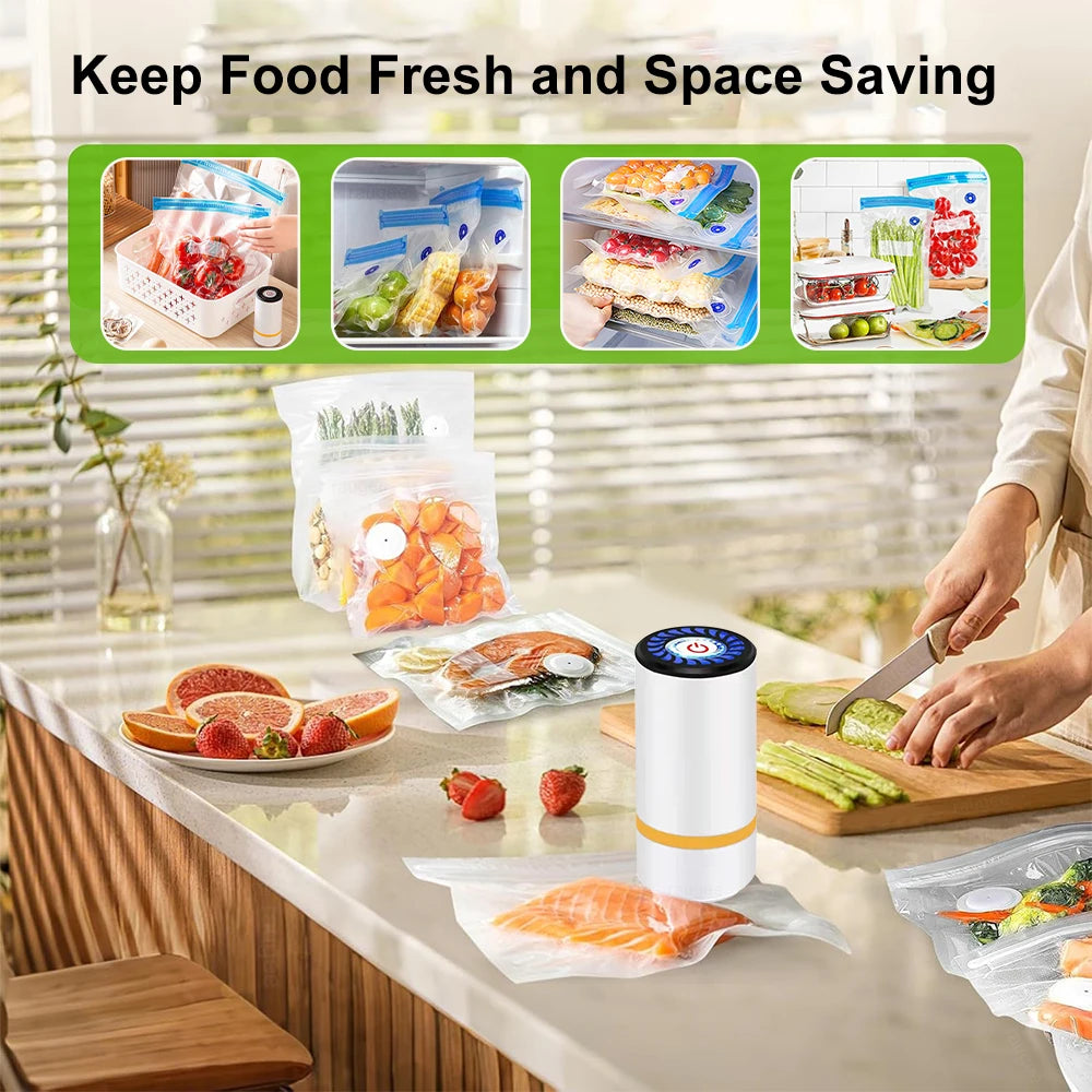 Air Vacuum Pump Automatic Food Sealing Air Pump USB Rechargeable Sealer Pump For Food Handheld Dry/wet Food Sealer Pump