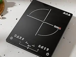 Multifunction Induction Cooker Ceramic 1200W-1800W Portable Electric Cooktop Preset Temperature Stir-Fry Timer Preset Child Lock