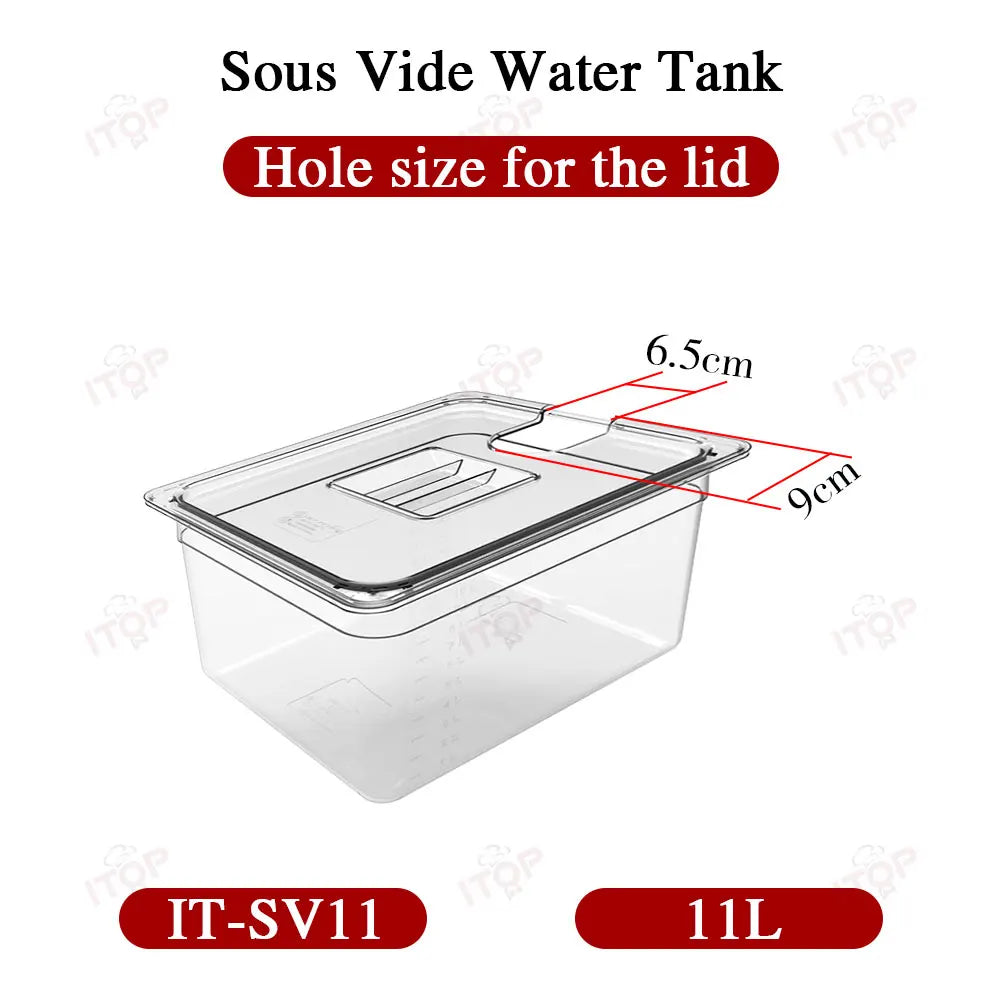 11L/ 25L Container For Sous Vide Cooker Machine Food Grade PC Material Heat Insulation Stainless Steel Sous Vide Rack
