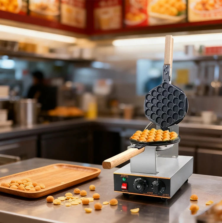 DIVEDEER Commercial Waffle Maker 1400W Stainless Steel Waffle Maker with 180° Rotating Dual Baking Plates and Wooden Handle
