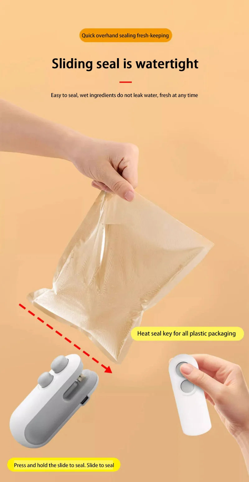 2 In 1 Sealer Cutter Multifunctional Mini Bag Sealer Portable Resealer Machine Handheld Bag Sealing Machine for Plastic Bags