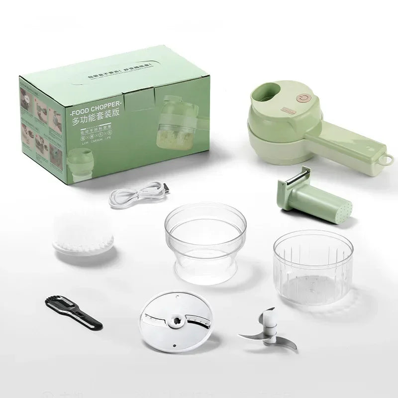 6 in 1 Electric Food Processor Vegetable Cutter Garlic Masher Wireless Grinder Handheld Blender Auto Slicer Kitchen Accessories