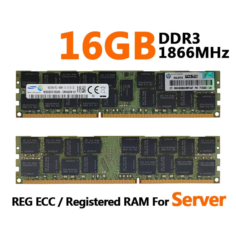 SAMSUNG Memoria DDR3L DDR3 4GB 8GB 16GB 1333 1600 1866MHz Server Memory PC3-12800R REG ECC RAM Registered Memory with Radiator