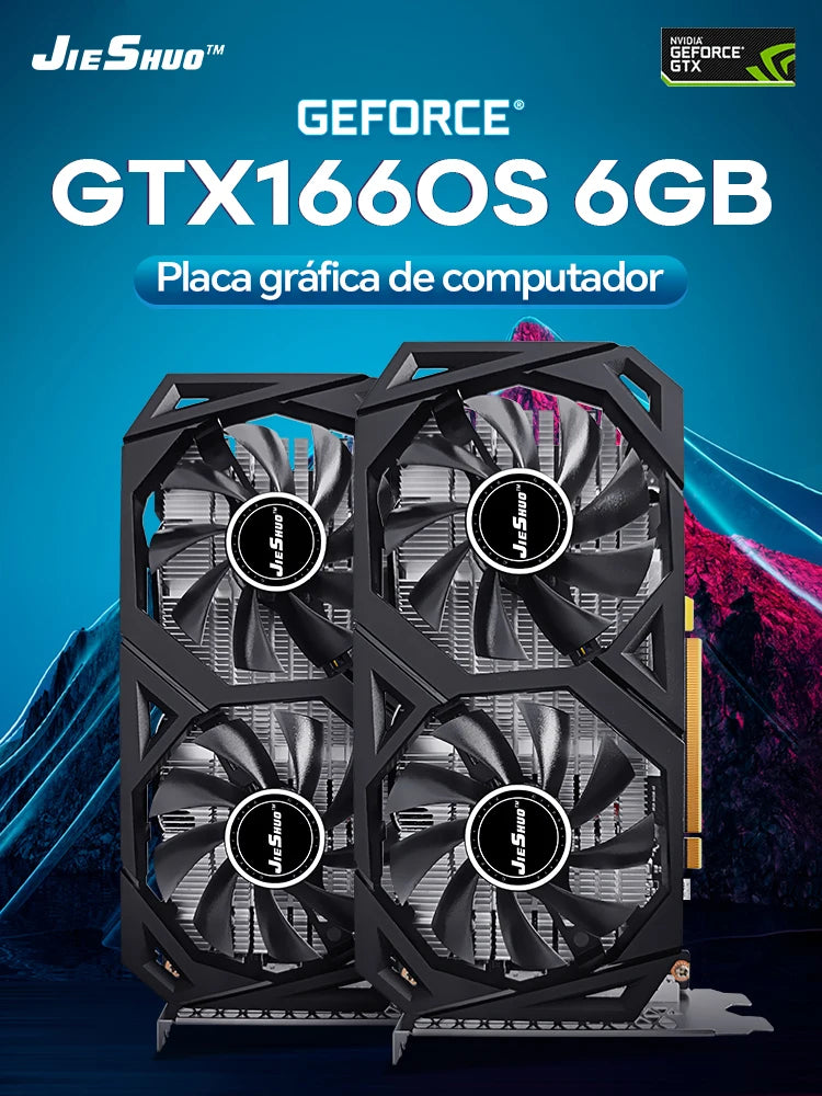JIESHUO GTX Video Card 1660 Super 6GB DDDR6 128 Bits PCIe 4.0x8 8 Pin for PC Gamer