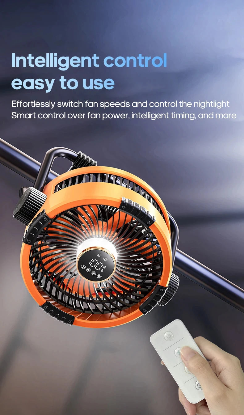 MUXNW Outdoor Camping Fan 20000mAh Portable Rechargeable Wireless Tent Ceiling Fan with LED Light Comes with Storage Bag