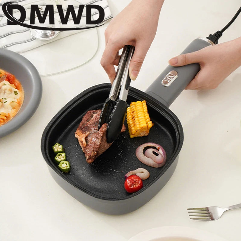 DMWD Electric Frying Pan Household Mini Stir-frying Pot Non-stick Steaks Pancakes Electric Skillet Multicooker 2 Firepower 600W