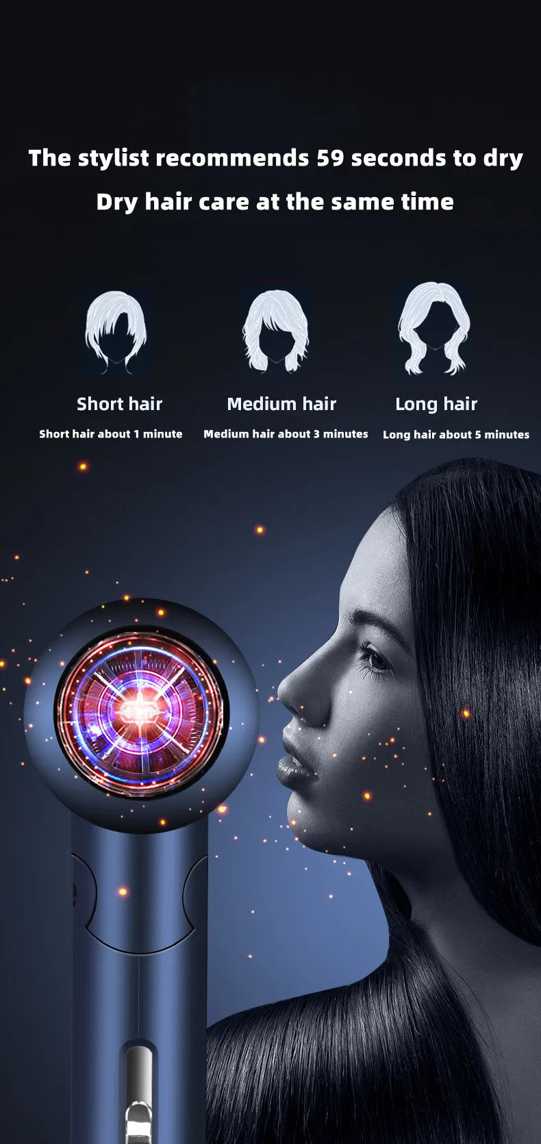 New Foldable Hair Dryer Blue Light Negative Ion Hair Care 1200W High Power Fast Drying Home Student Dormitory Travel Hair Dryer