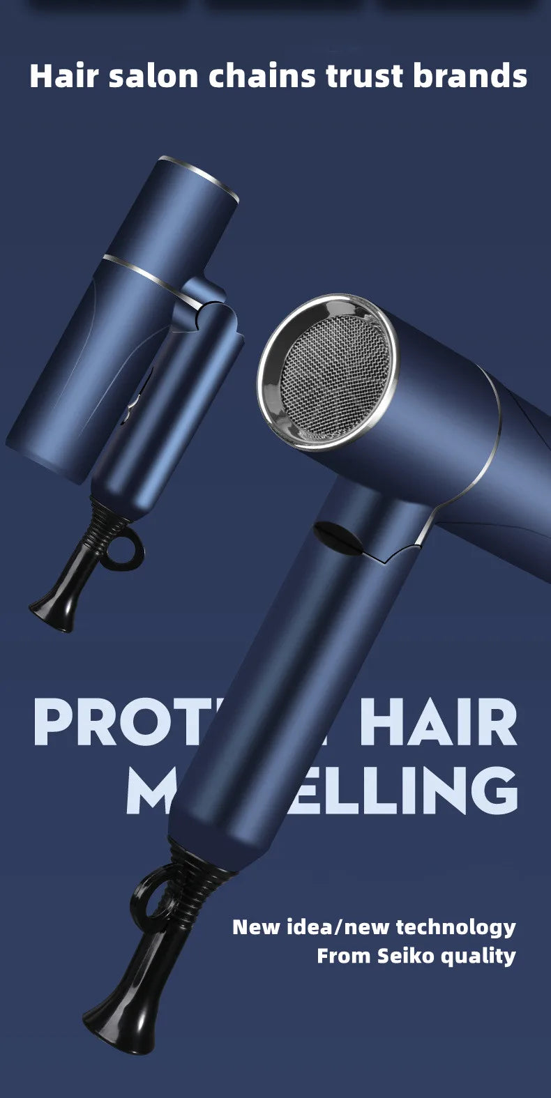 New Foldable Hair Dryer Blue Light Negative Ion Hair Care 1200W High Power Fast Drying Home Student Dormitory Travel Hair Dryer