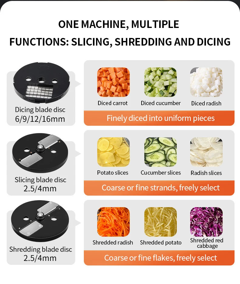 Multi-functional Dicing Machine Slicing and Slicing Double Port Oblique Cutting Large-caliber Electric Vegetable Cutter