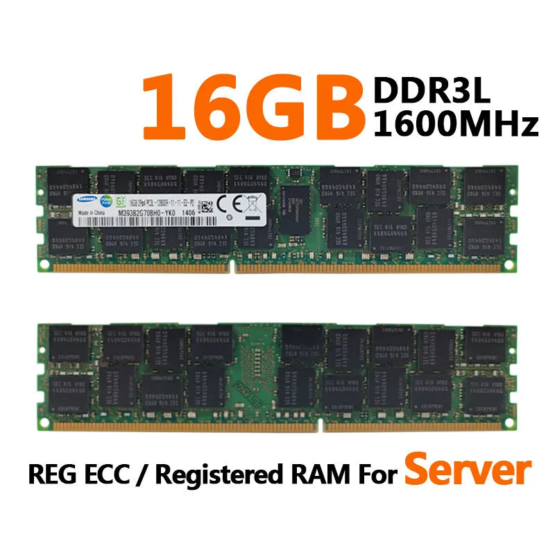 SAMSUNG Memoria DDR3L DDR3 4GB 8GB 16GB 1333 1600 1866MHz Server Memory PC3-12800R REG ECC RAM Registered Memory with Radiator