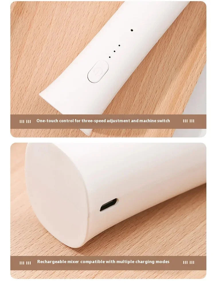 1ps Hot Selling Household Kitchen Small and Convenient Egg Beater Handheld Electric Charging Model Milk Frother Coffee Stirrer