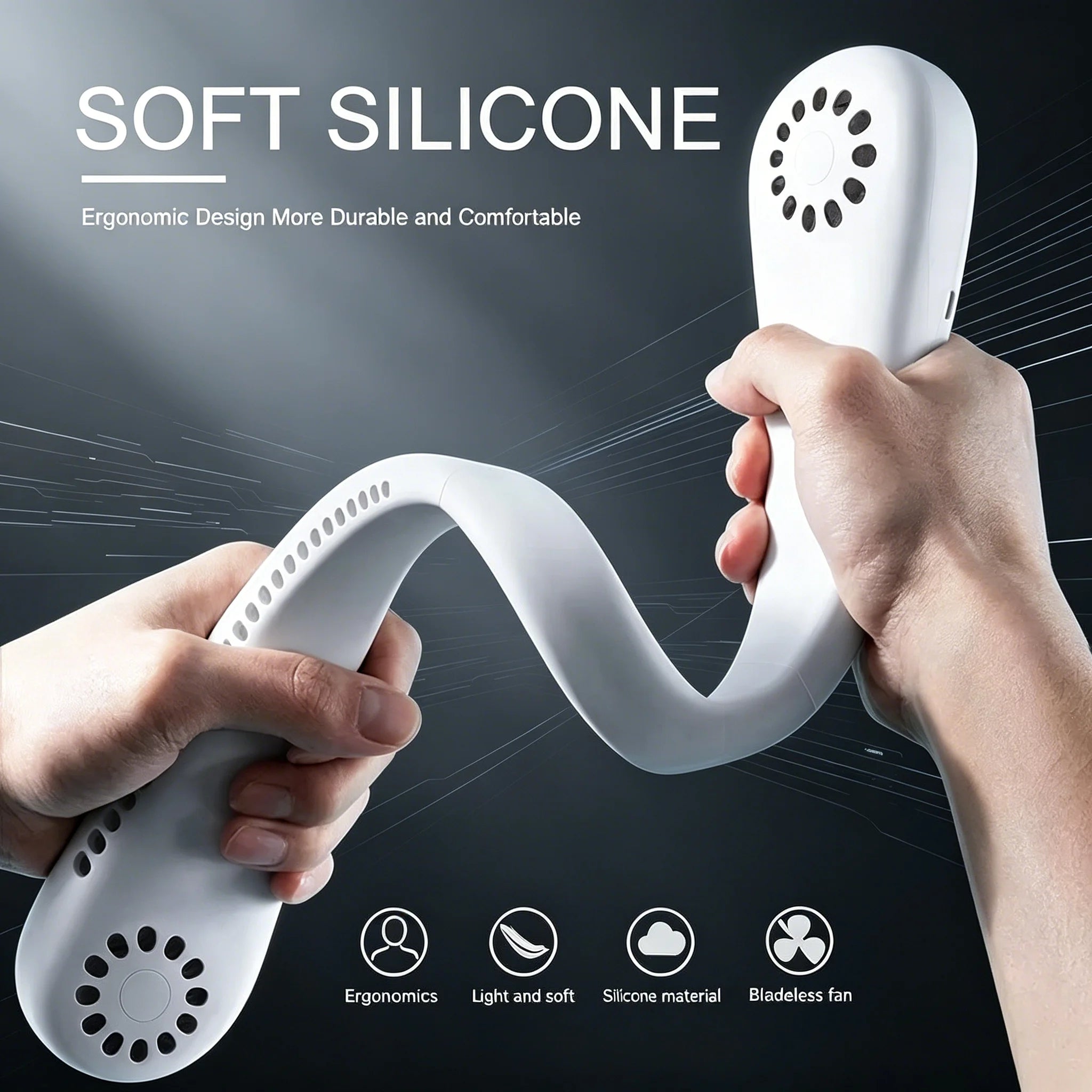 Hands Free Neck Fan Portable USB Rechargeable Bladeless Cooling Fan Quiet Wearable Fan for Summer Travel 3 Speed Mini Long Endur