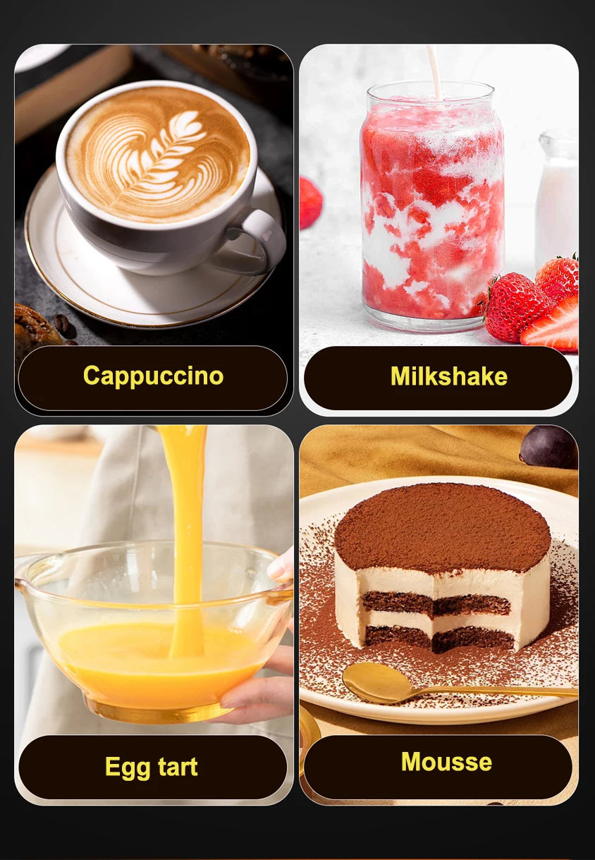 Portable Electric Milk Frother Semi-automatic Stainless Steel Mixing Head Coffee Stirrer 400ml Household Milk Frother