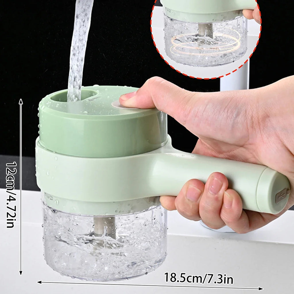 4 in 1 Handheld Electric Vegetable Cutter Set Kitchen Tools For Garlic Pepper Chili Onion Celery Ginger Meat With Brush