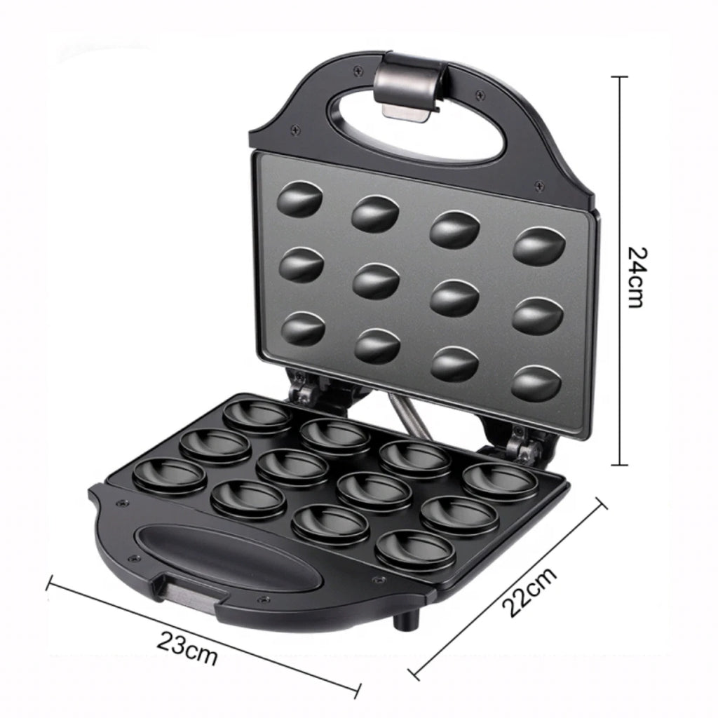 Electric 12-Hole Walnut Cake Waffle Maker with Nuts Kitchen Biscuit Maker for Baking Business - Non-Stick Surface