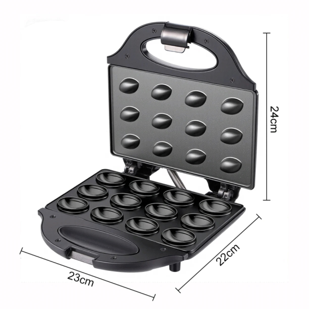 Electric 12-Hole Walnut Cake Waffle Maker with Nuts Kitchen Biscuit Maker for Baking Business - Non-Stick Surface