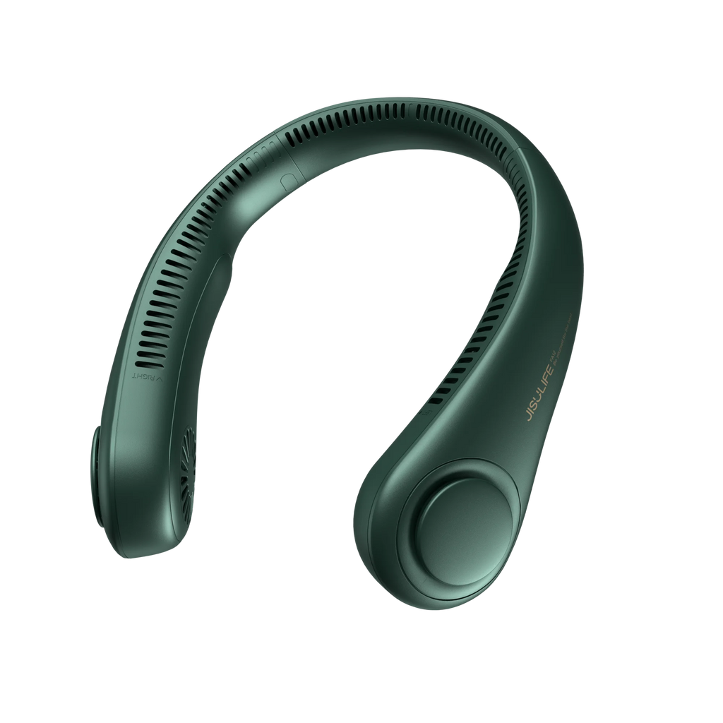 JISULIFE Portable Neck Fan, 4000mAh Battery Rechargeable, 5 Speeds Adjustable, Twistable Hands-Free Bladeless Neckband for Sport