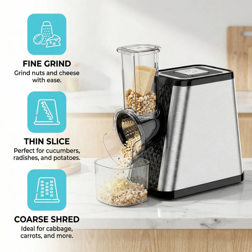 DIVEDEER Electric Vegetable Slicer and Cheese Grater 5-in-1 Multifunctional Slicer Shredder Dicer Grinder and Vegetable Cutter