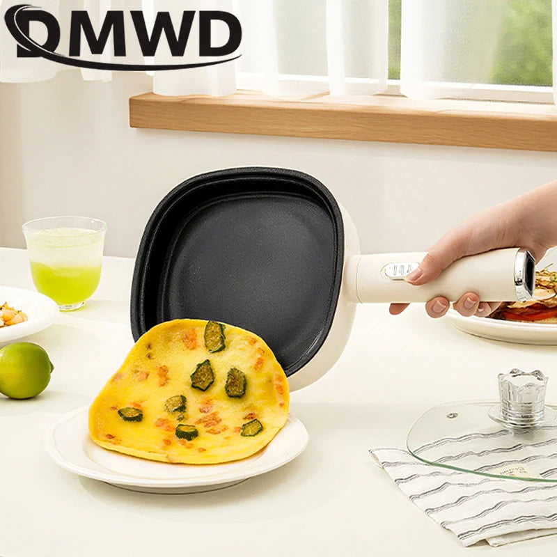 DMWD Electric Frying Pan Household Mini Stir-frying Pot Non-stick Steaks Pancakes Electric Skillet Multicooker 2 Firepower 600W